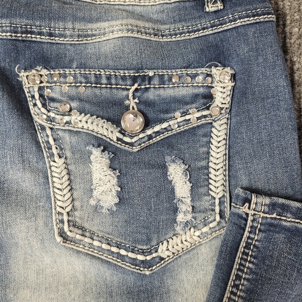 Est. 1946 Denim Jeans Women's Sz 14 Distressed Bling Pocket Contemporary Fit - Picture 5 of 8